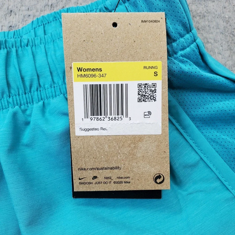 Nike Tempo Shorts Womens S Blue Lined Dri-Fit Mid Rise Elastic Waist Swoosh Logo